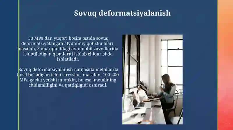 Metallarning issiq va sovuq ishlov berish sharoitlarida deformatsiya xususiyaylari 4