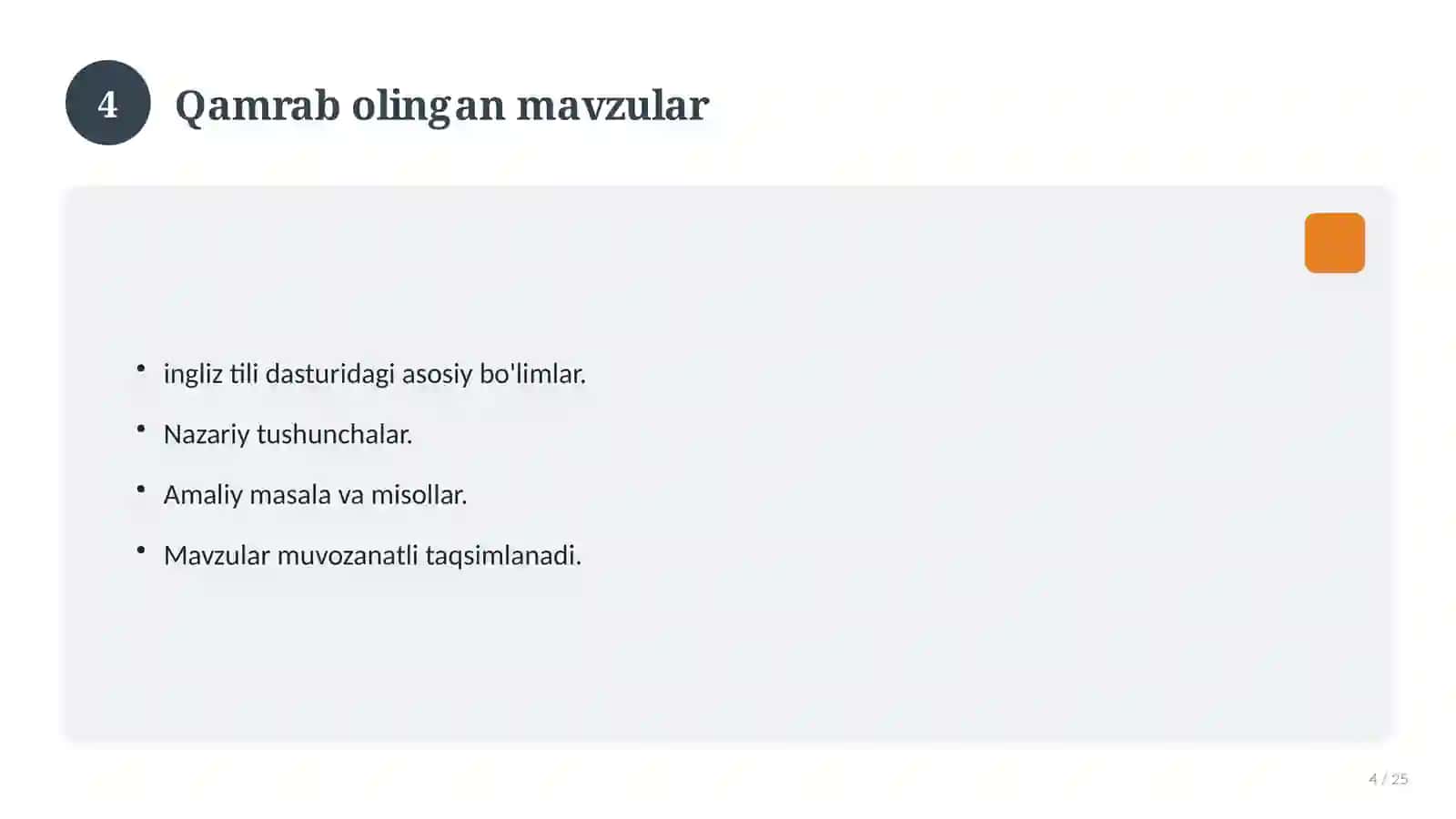 Ingliz tili fanidan 11-sinf test savollari to'plami 4