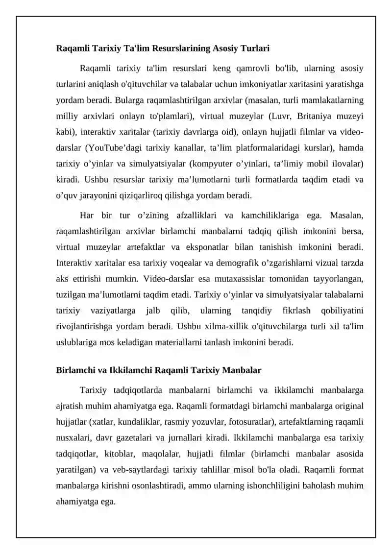 Mavzu: Tarix fanida raqamli ta'lim resurslaridan foydalanish strategiyasi 4