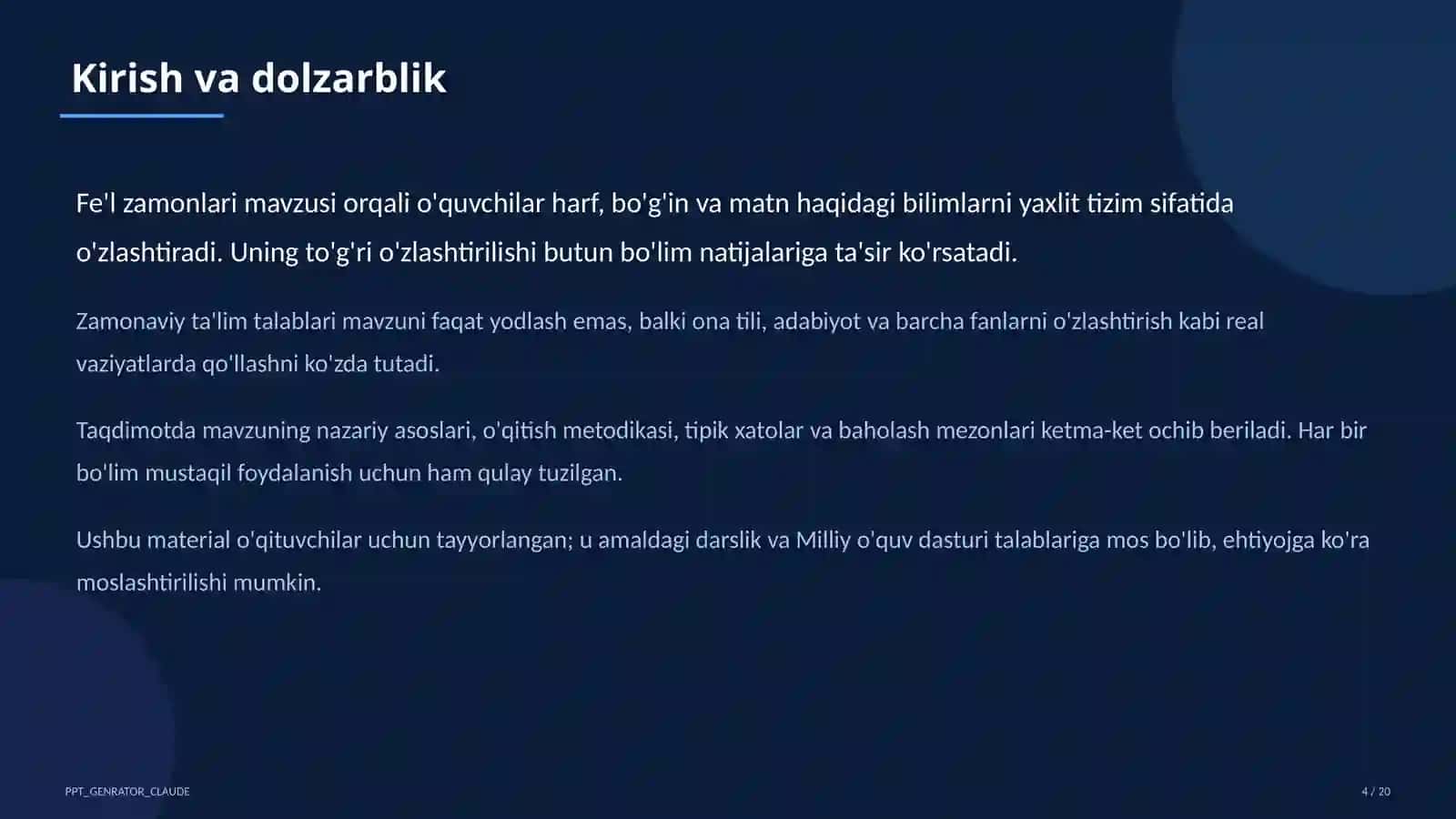 Fe'l zamonlari (4-sinf) 4