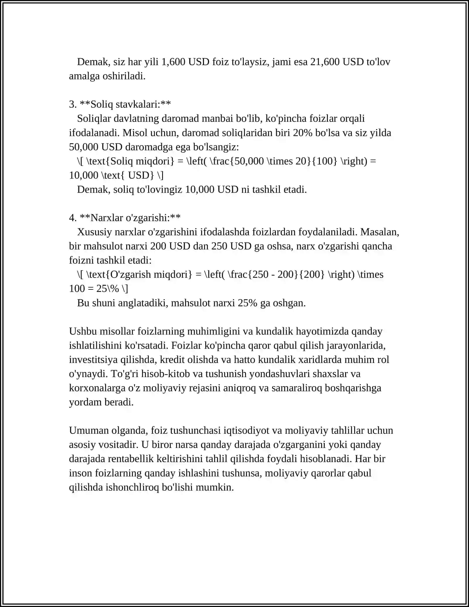BANDLIK, PROCENT VA PULNING UMUMIY TEORIYASI 4