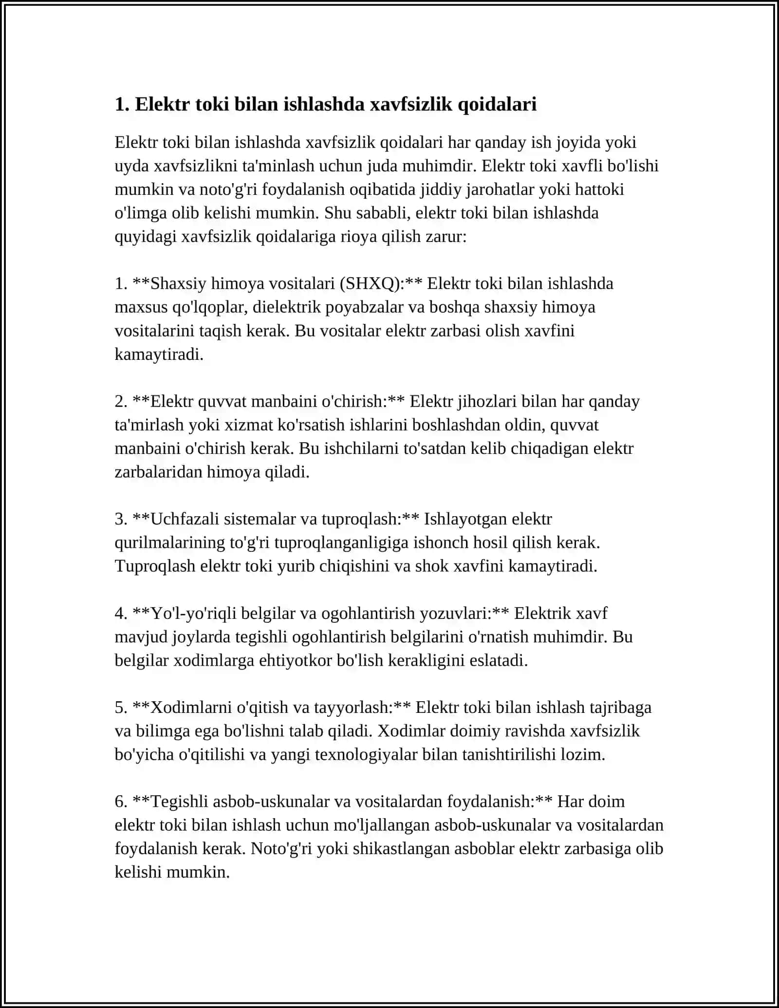 ELEKTR TOKI BILAN ISHLAGANDA TEXNIKA XAVFSIZLIGI 4