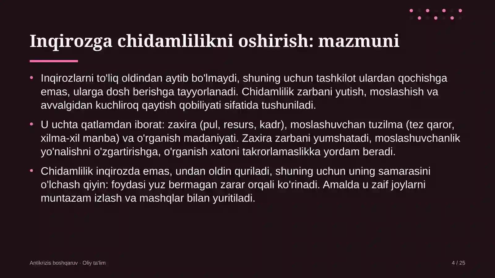 Gulchilikda inqirozga chidamlilikni oshirish 4