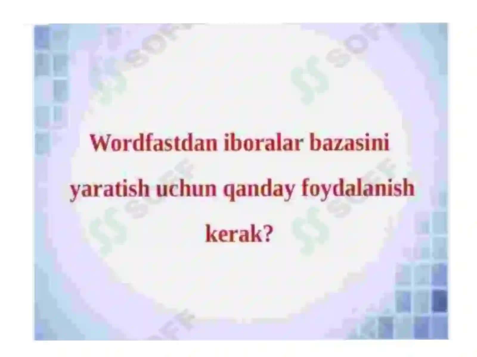 Wordfast ilovasi yordamida matnlarning iboralar bazasini shakllantirish 4