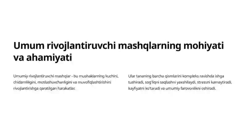 Umum rivojlantiruvchi mashqlar: Amaliy qo'llanma 4