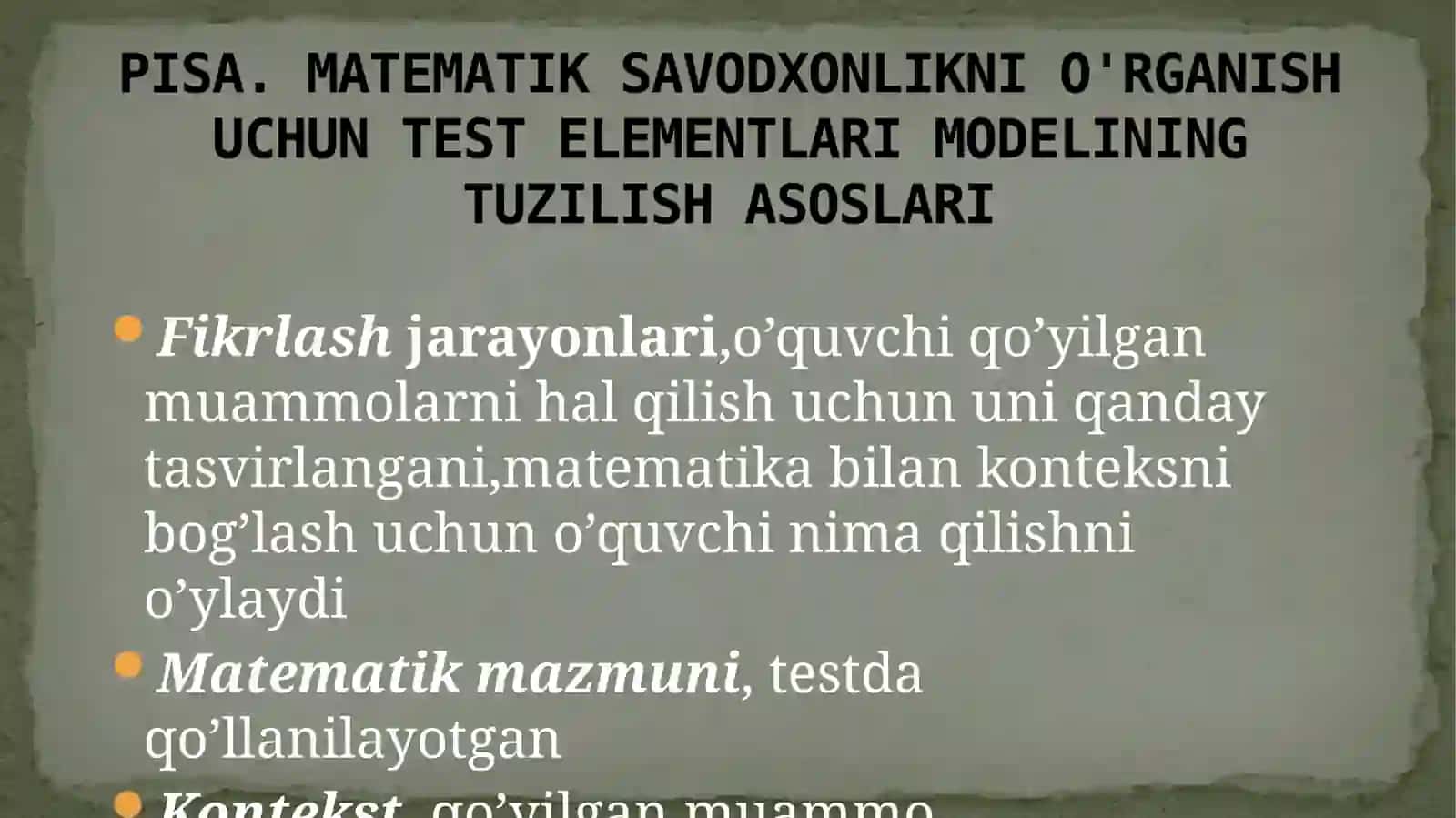 Matematiksavodxonlikni baholash bo‘yicha masalalar namunalar va tavsiyalar 4