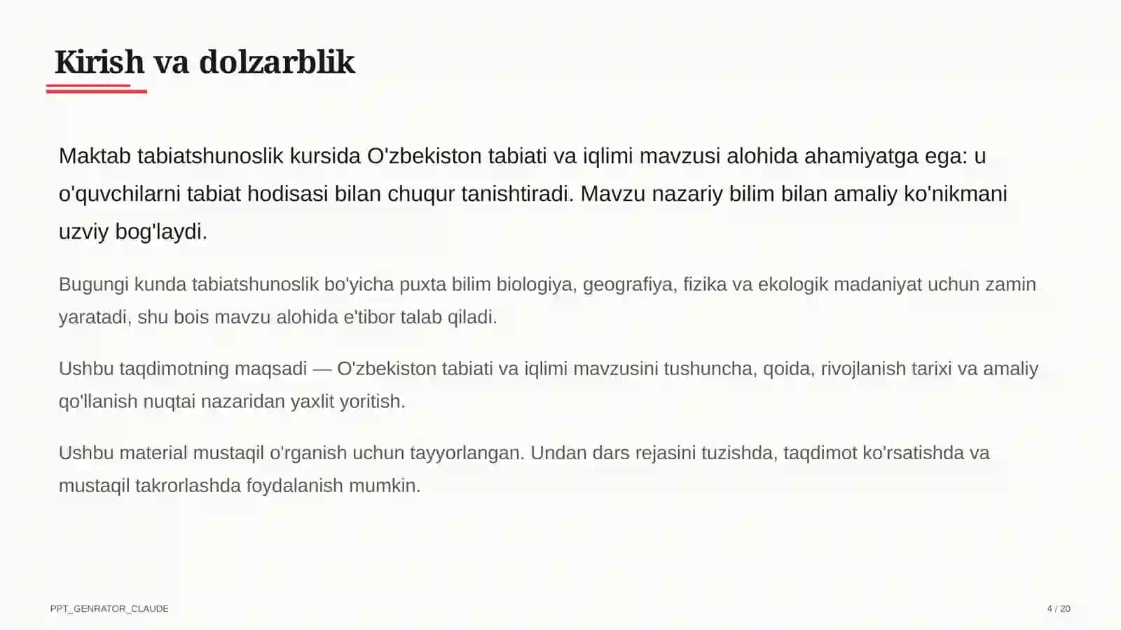 O'zbekiston tabiati va iqlimi (4-sinf) 4