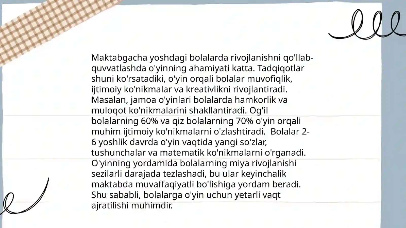 Òyinning ilk va maktabgacha yoshdagi bolalar hayotida yetakchi faoliyat sifatida 4