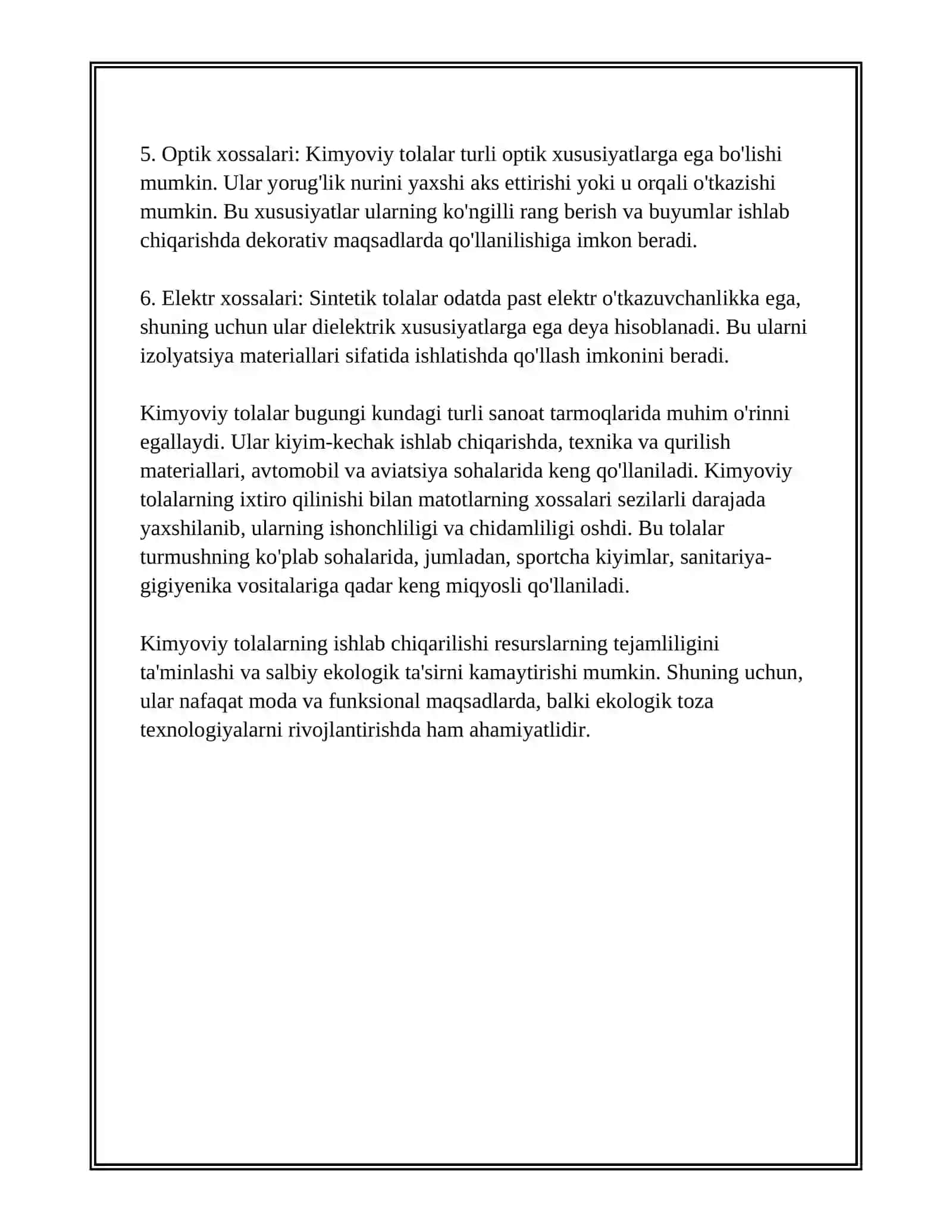 KIMYOVIY TOLA VA IPLARNING XOSSALARI 4