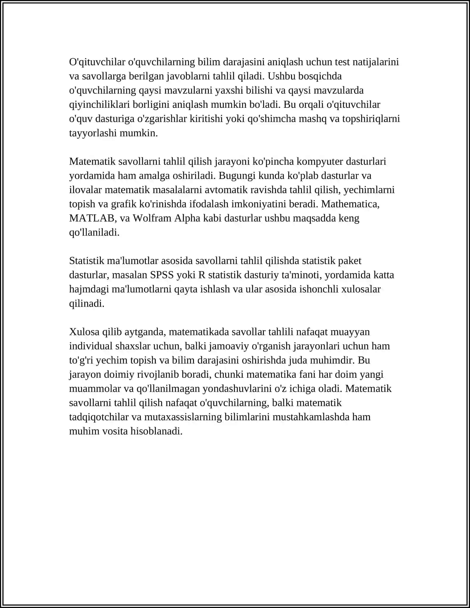 MUSTAQIL ISH Mavzu: MATEMATIKA DARSLARIDA O'QUVCHILARNING XATO VA KAMCHILIKLARINI TAHLIL QILISH 4