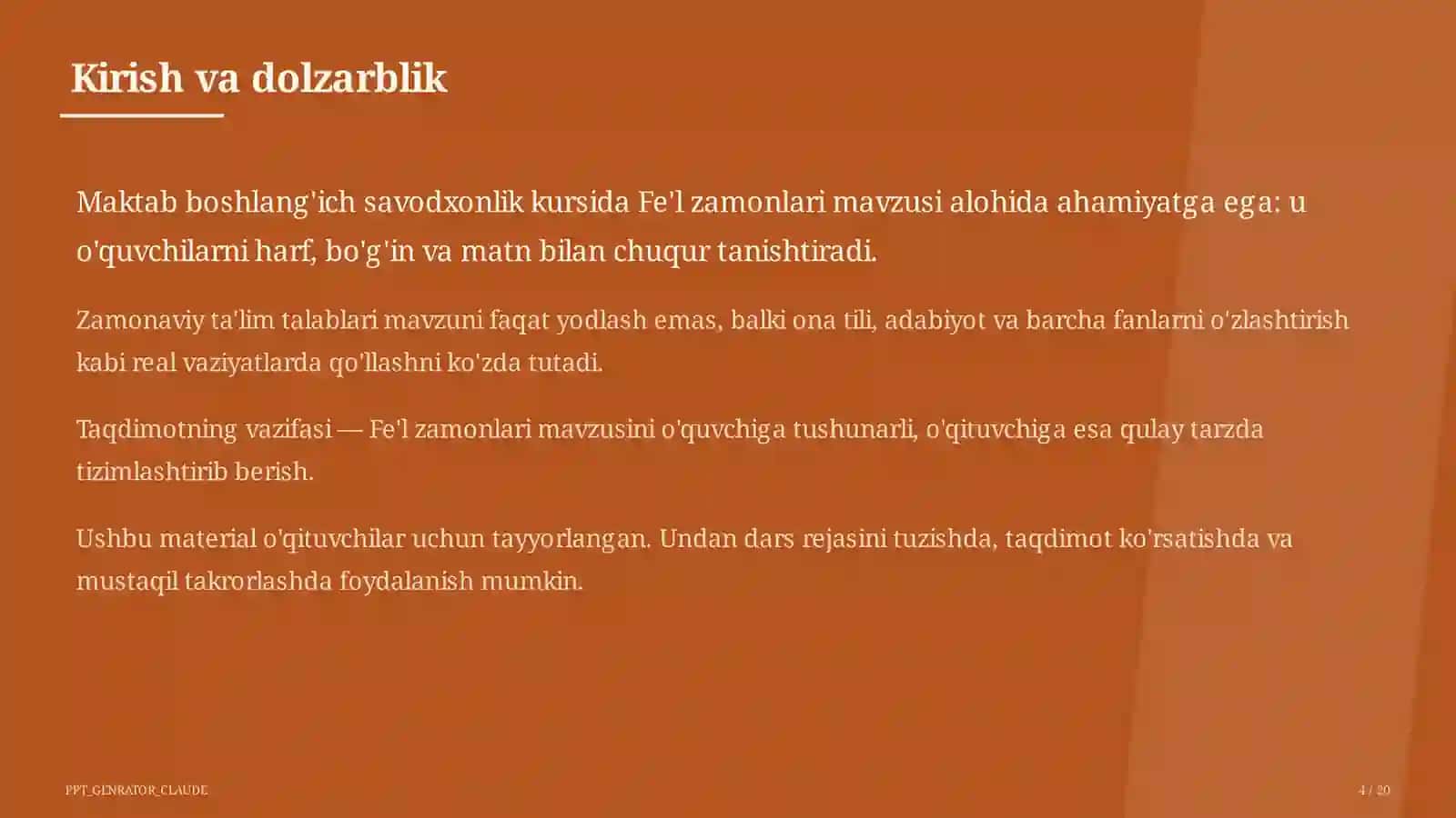Fe'l zamonlari (4-sinf) 4