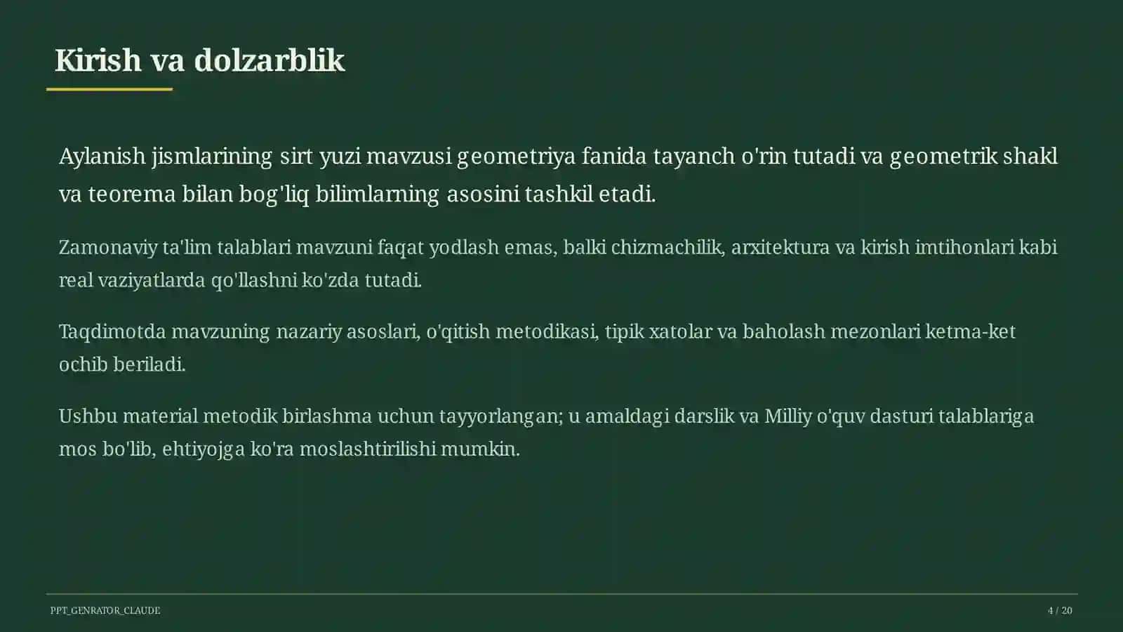 Geometriya (7– 11) — metodik birlashma uchun 4