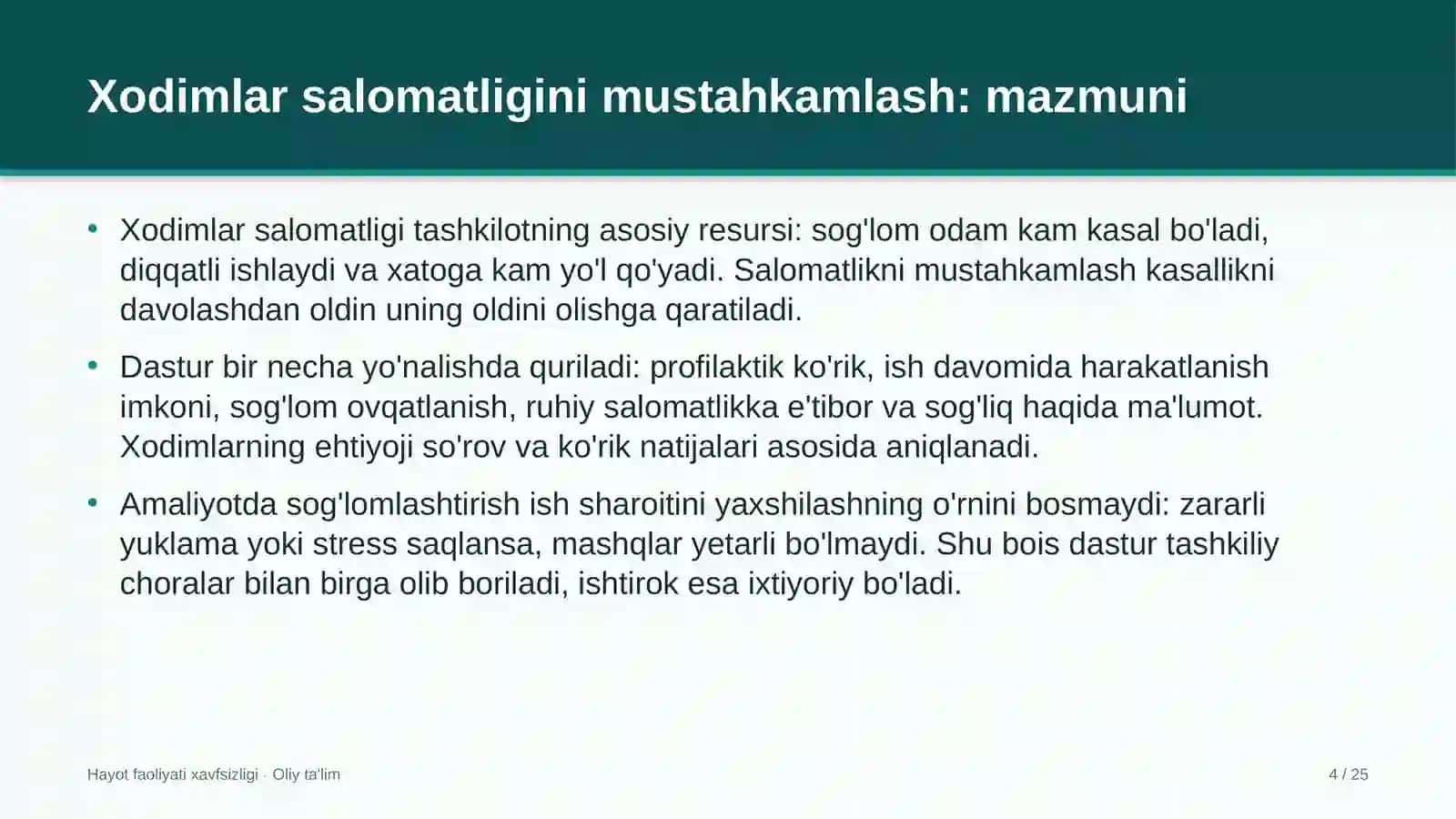 qo'riqlash xizmatlarida xodimlar salomatligini mustahkamlash 4918 4