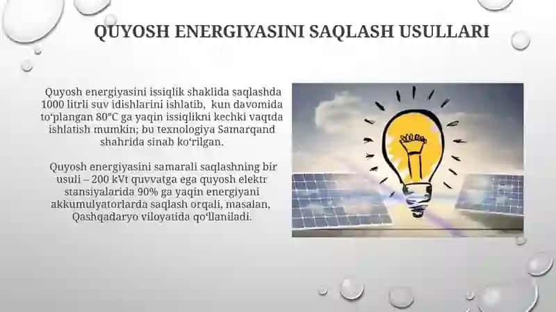 Quyosh energiyasini elektr energiyasiga aylantirish usullari 4