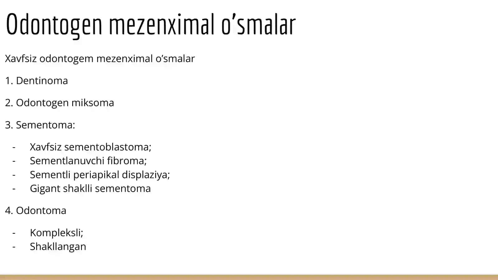 Odontogen o’smalar va so’lak bezlario‘smalari 4