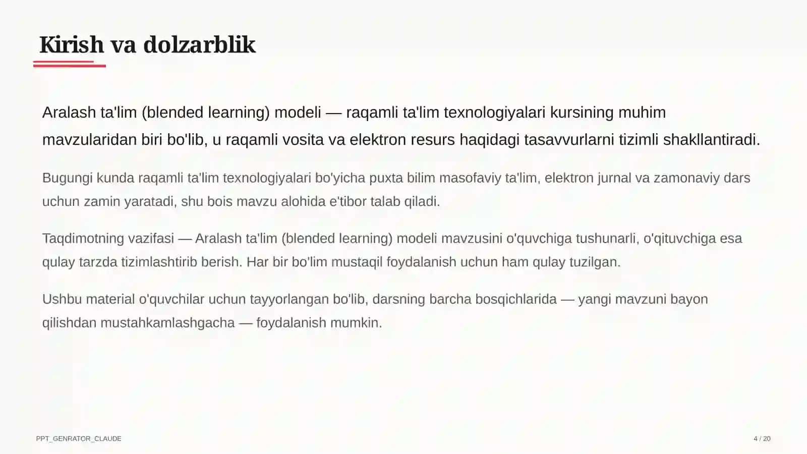 Aralash ta'lim (blended learning) modeli 4