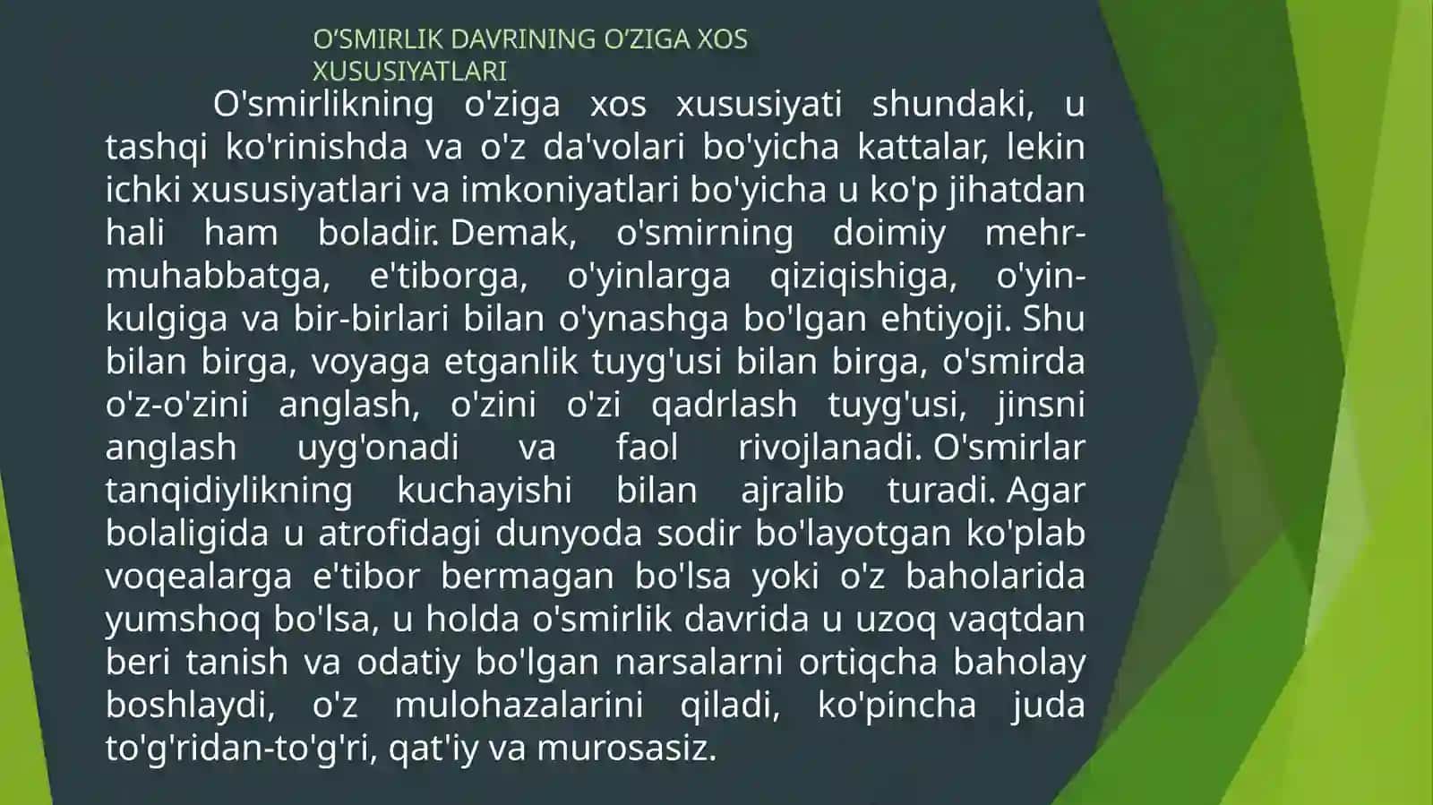 O‘SMIRLIK DAVRI 4