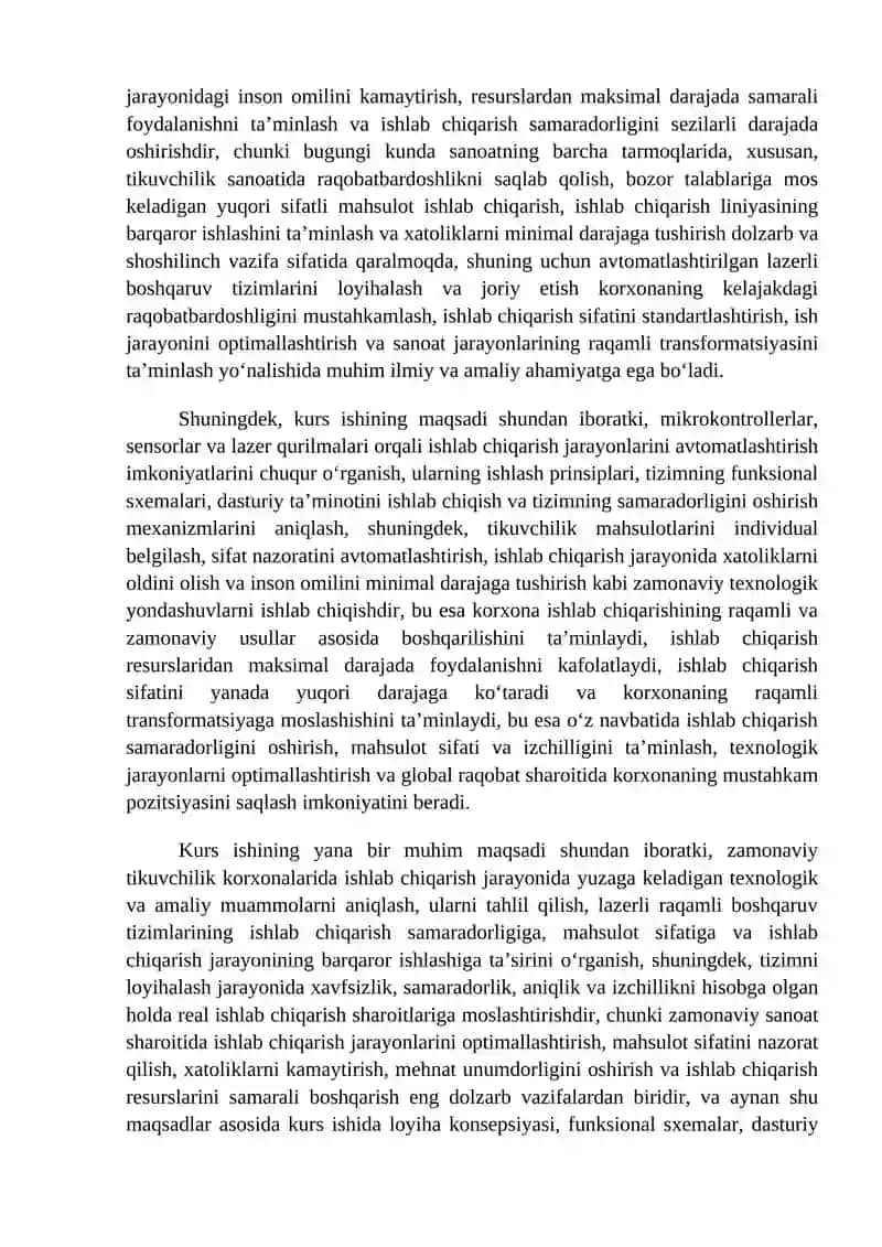 Tikuvchilik korxonalarida ishlatiladigan lazerli raqamli boshqarish qurilmasini loyihalashtirish 4