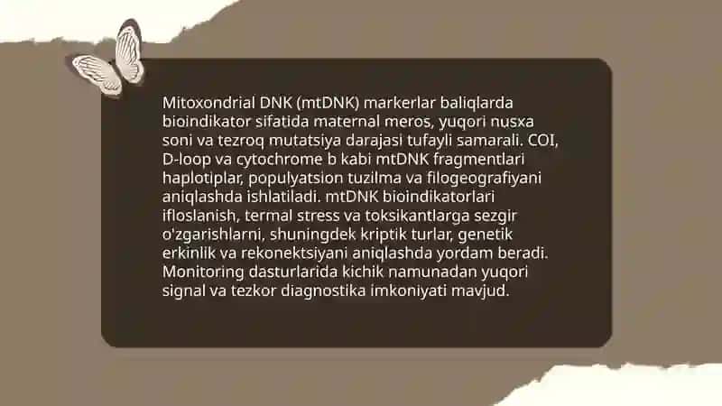 Baliqlarda bioindikator sifatida ishlatiladigan genetik markerlarni aniqlash 4