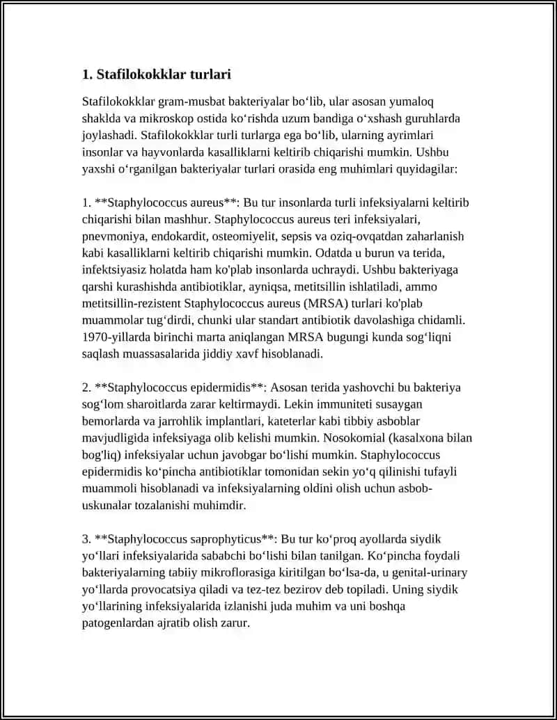 OVQATDAN ZAXARLANISH KELTIRIB CHIQARUVCHI STAFILOKKOKLAR 4