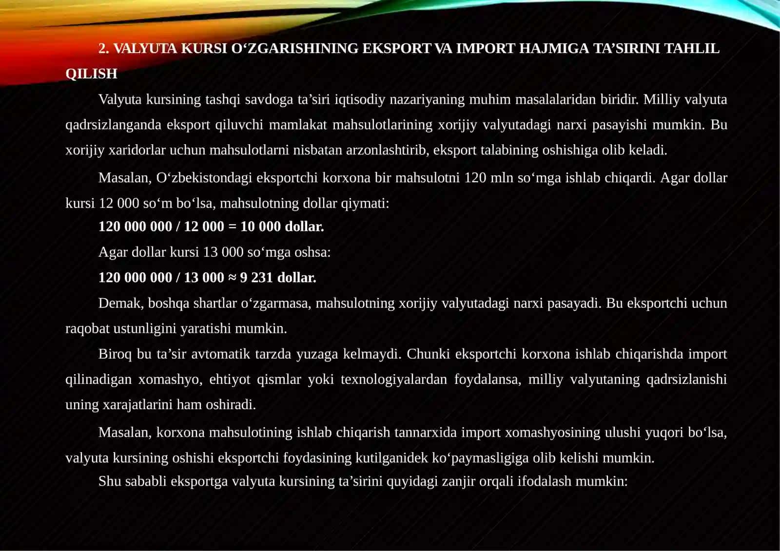 Valyutakursining O‘zgarishihamdauning Ekspor, Import va Inflyatsiya G‘oyasi Tahlili 4