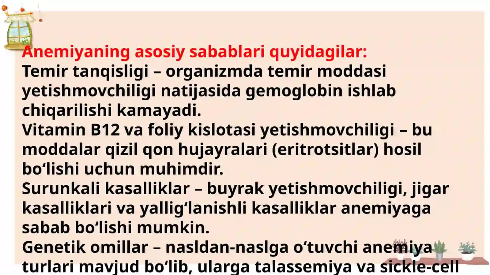 Anemiya va uning Xillari 4