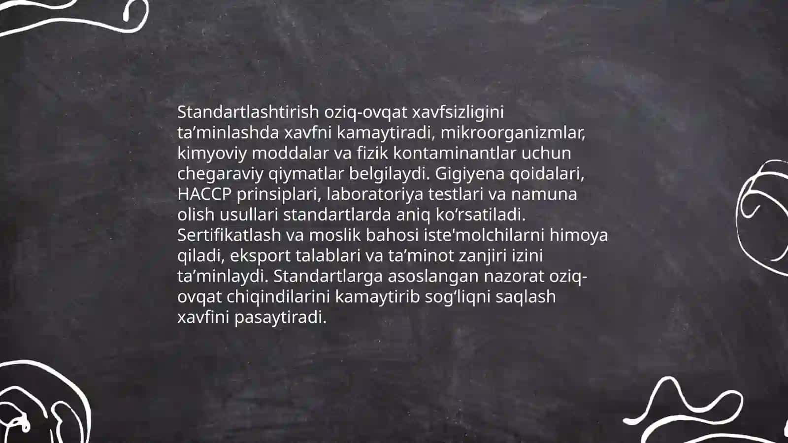 Oziq ovqat sanoatida standartlashtirish axamiyati 4