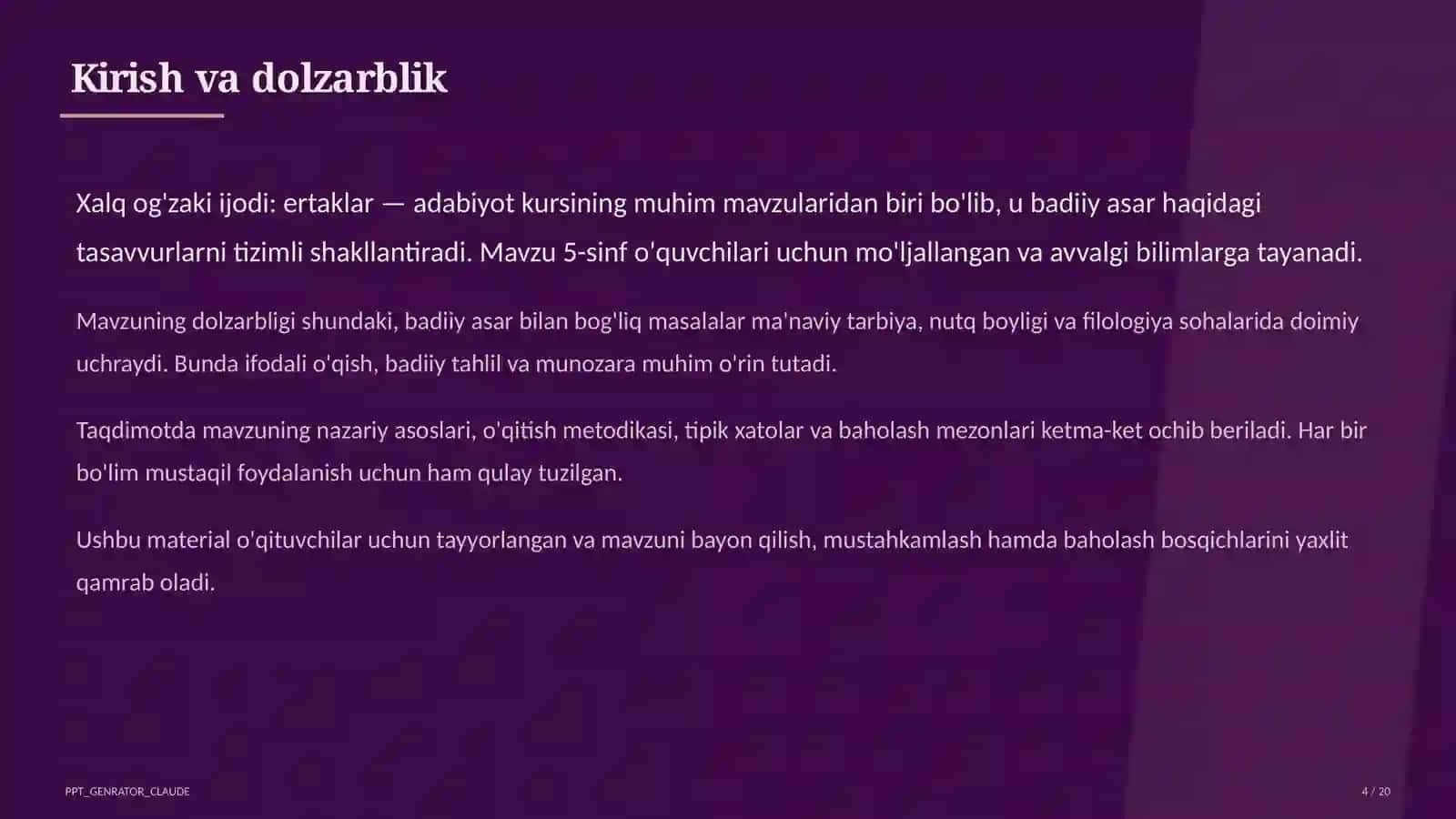 Xalq og'zaki ijodi: ertaklar (5-sinf) 4