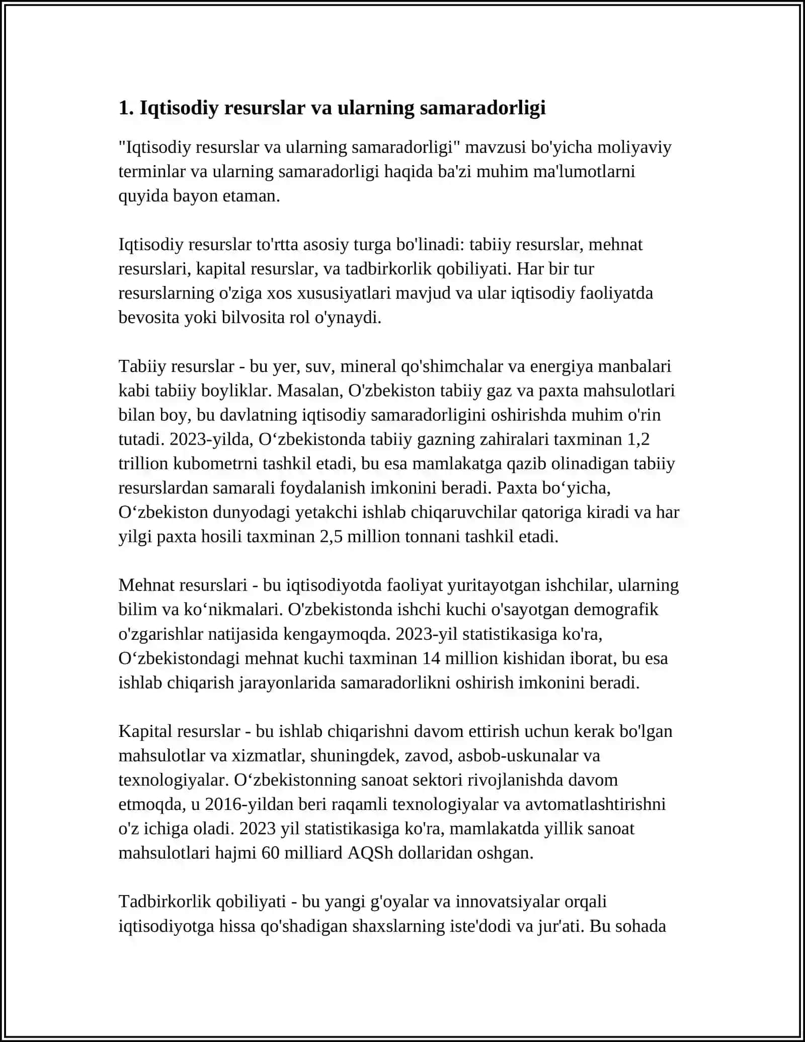 Iqtisodiy taraqqiyot, iqtisodiy o'sish va milliy boylik 4