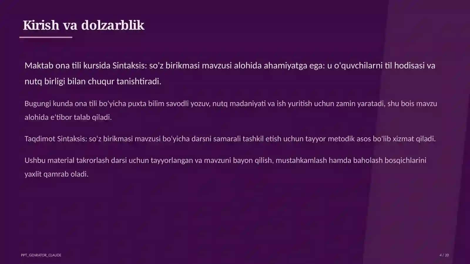 Sintaksis: so'z birikmasi (8-sinf) 4