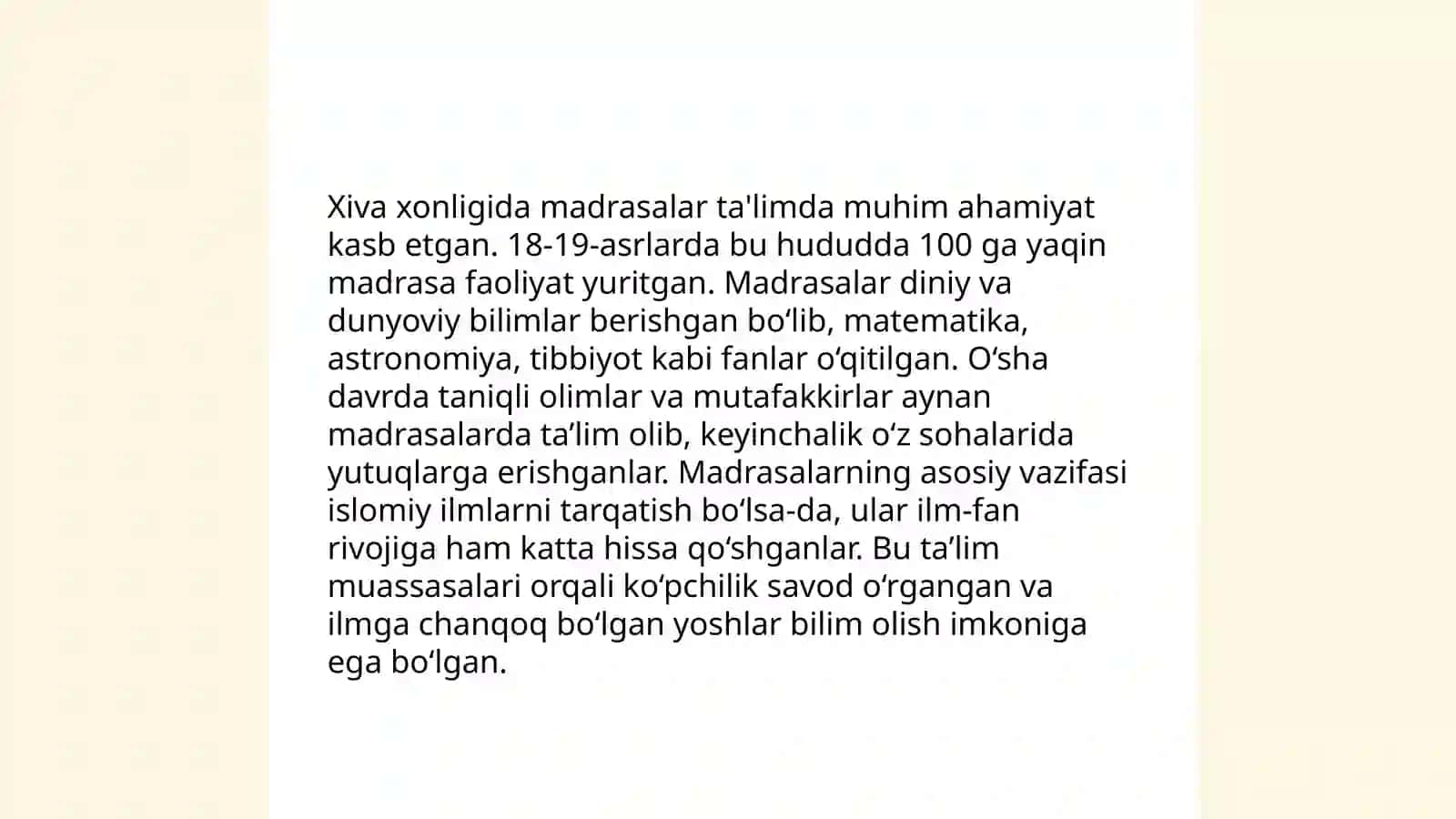 Xiva xonligida taʼlim tizmi 4