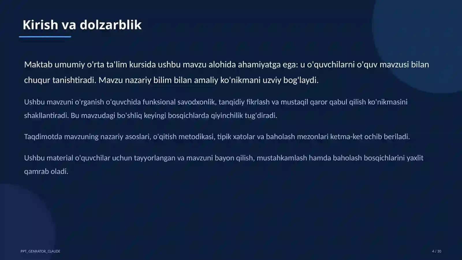 Algebra va geometriyani yagona "Matematika" fani sifatida o'qitish: yangi yondashuv 4