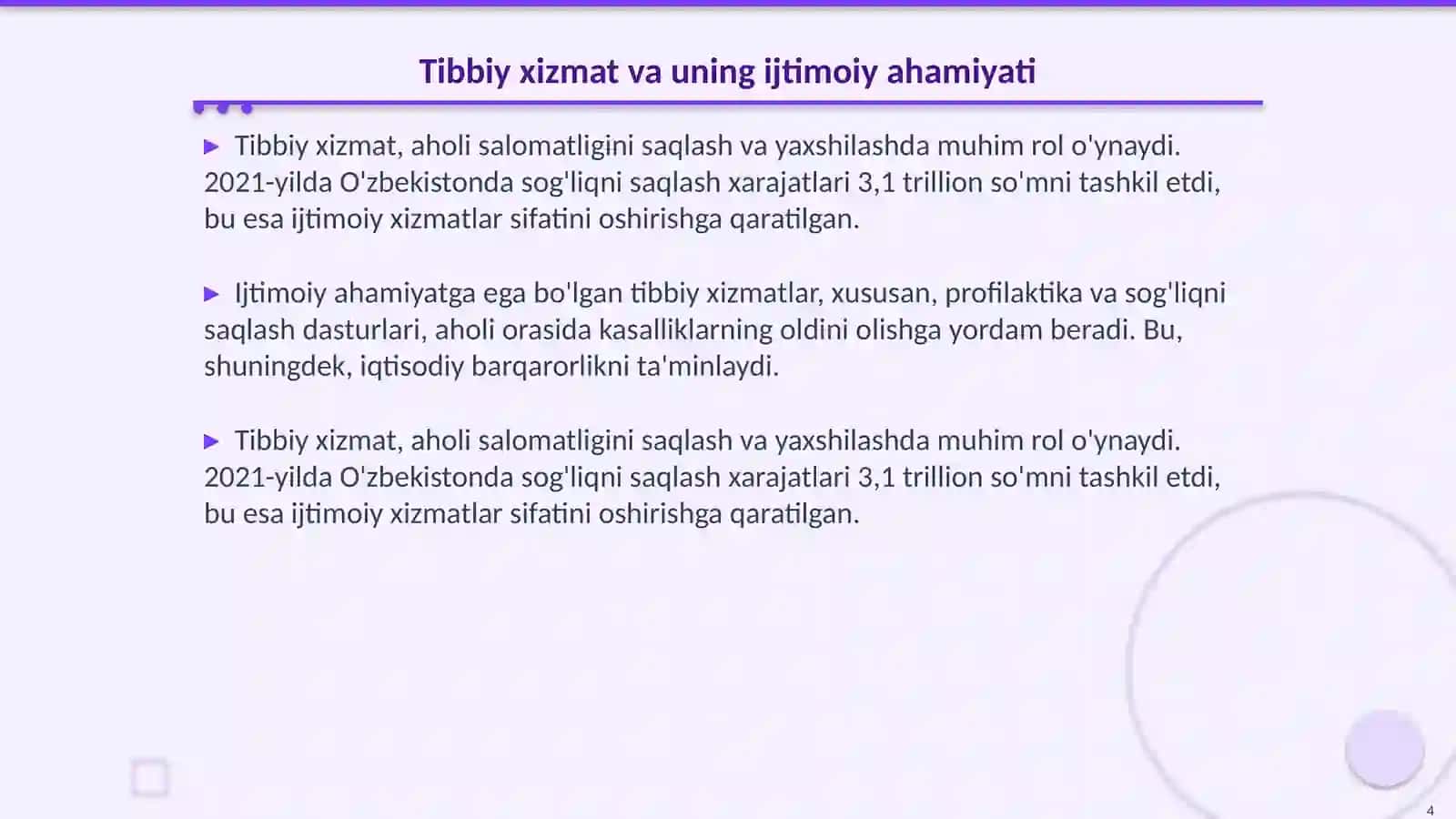 Boshqaruv va ijtimoiy sohalarda tibbiy xizmat 4