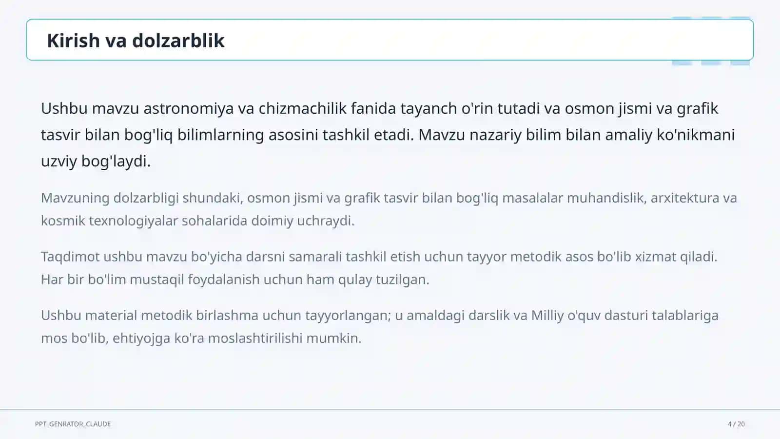 Chizmachilik asoslari: chizma asboblari va formatlar (8-sinf) 4