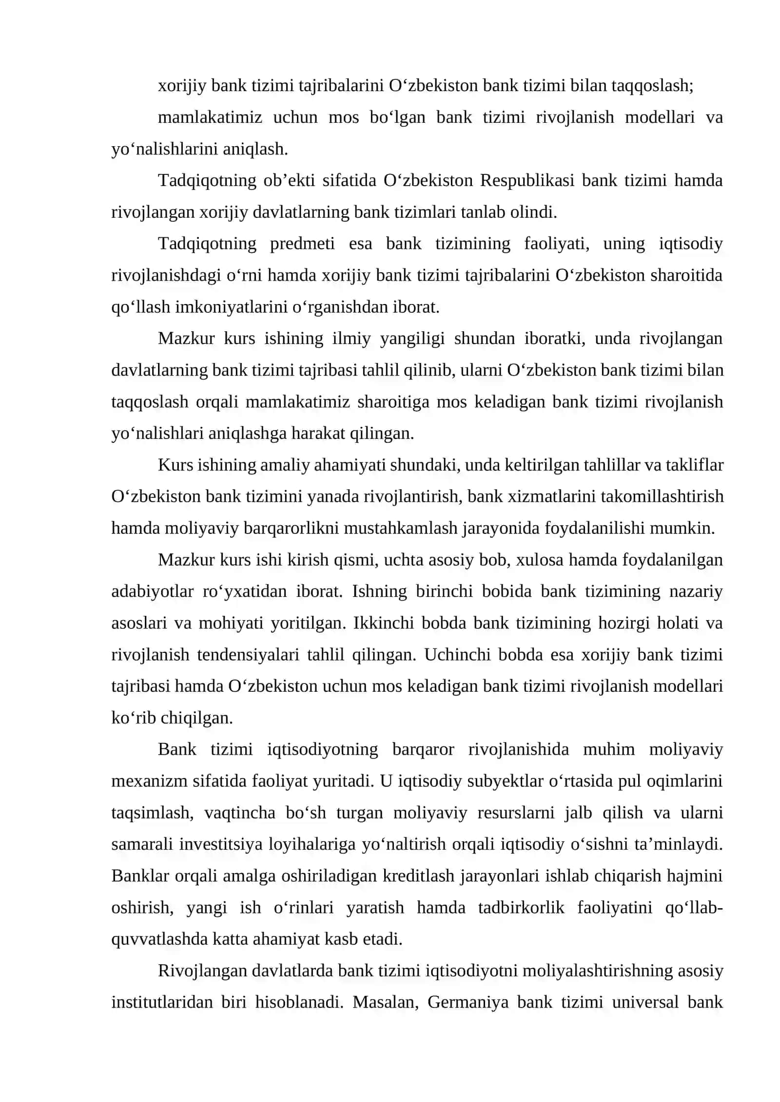 Bank tizimining hozirgi holati va rivojlanish tedensiyalari 4