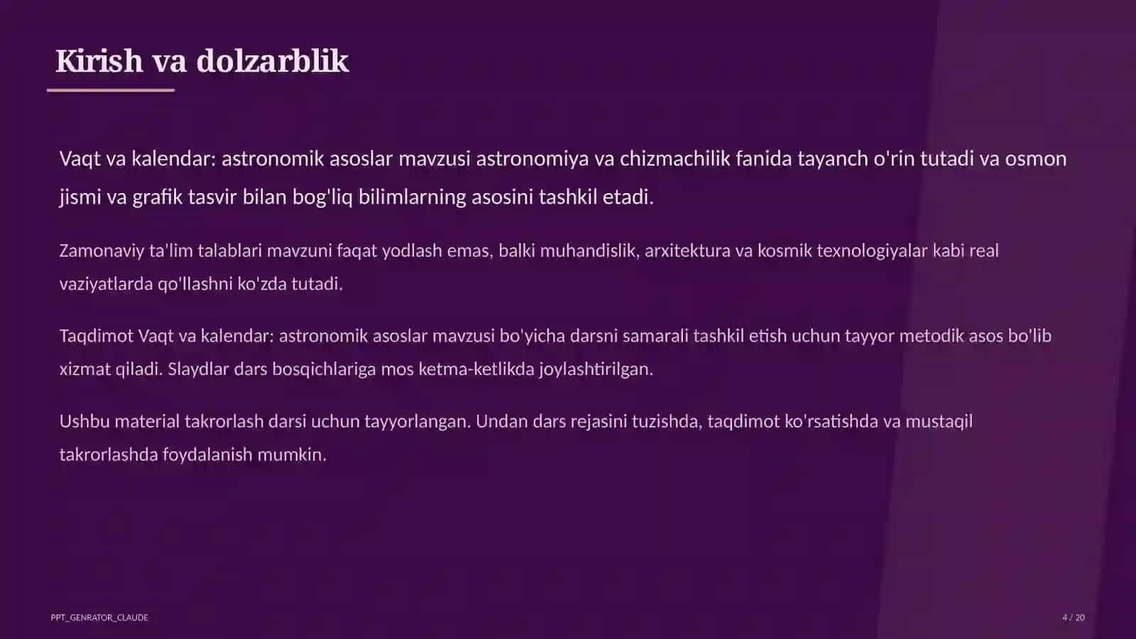 Vaqt va kalendar: astronomik asoslar (10-sinf) 4