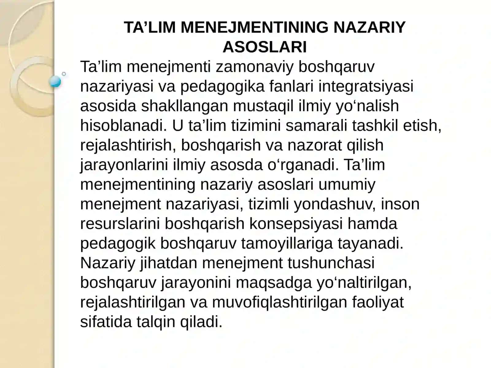 Taʼlim menejmenti fanining predmeti, vazifalari va metodlari. 4