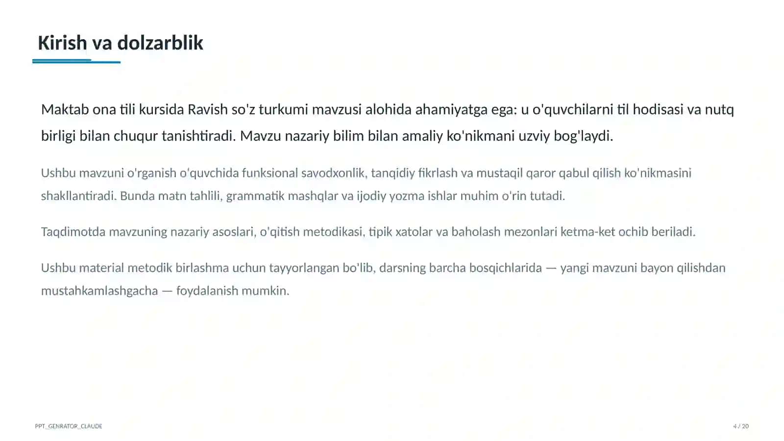 Ravish so'z turkumi (7-sinf) 4