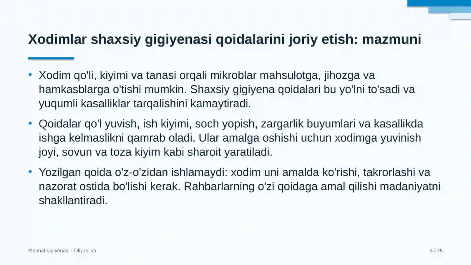 charm poyabzal sanoatida xodimlar shaxsiy gigiyenasi qoidalarini joriy etish 6917 4