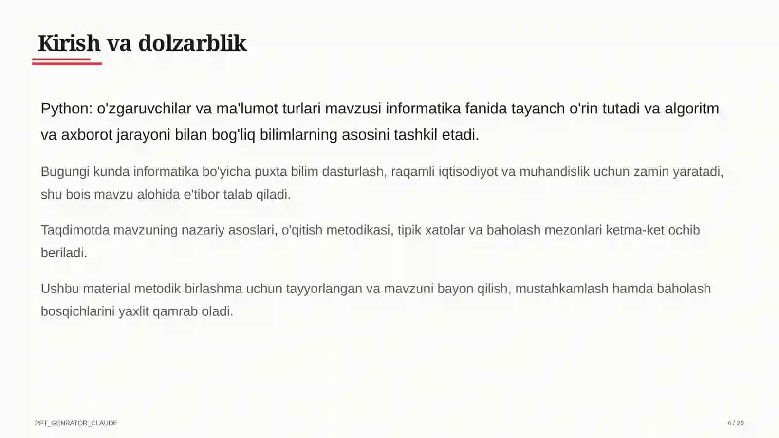 Informatika va axborot texnologiyalari (5–11) — metodik birlashma uchun 4