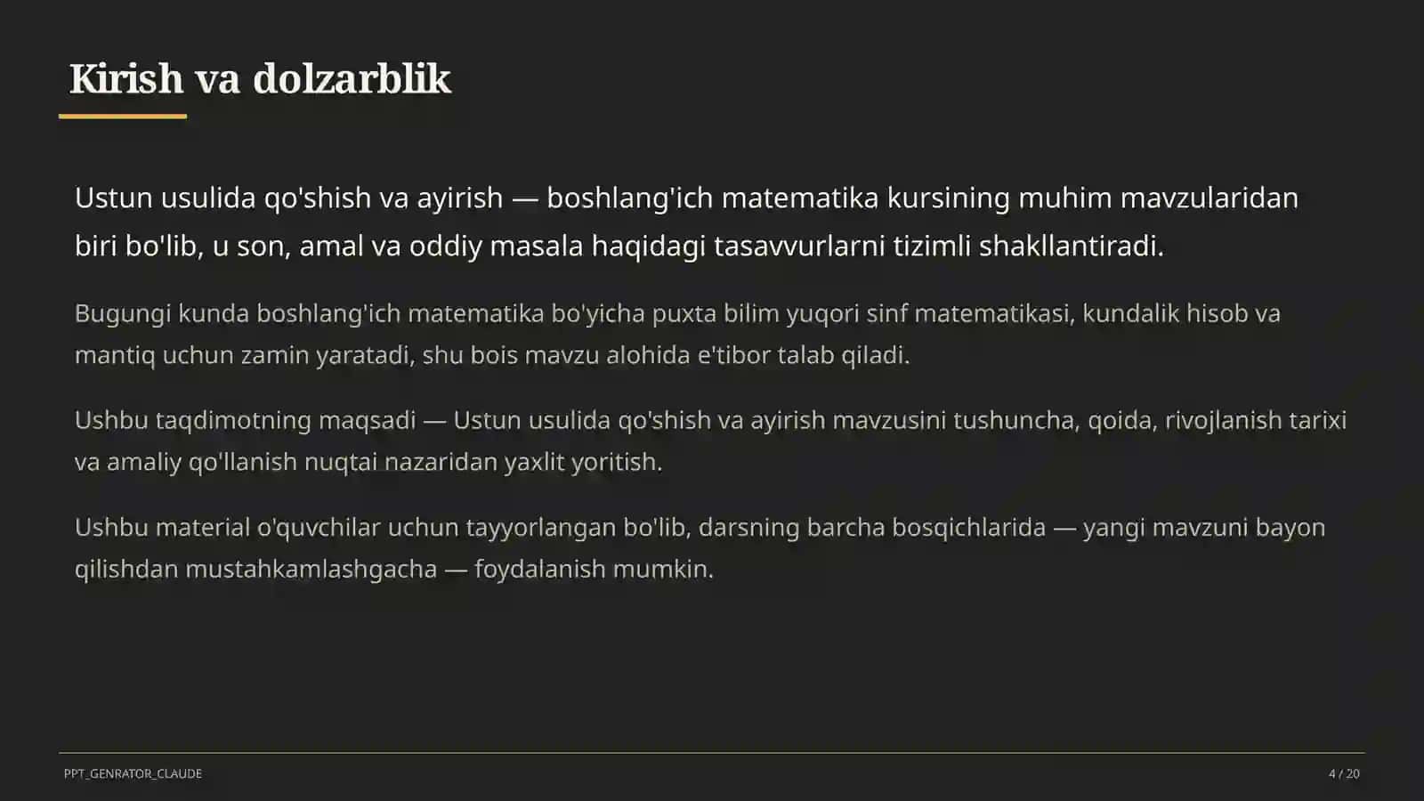 Ustun usulida qo'shish va ayirish (3-sinf) 4
