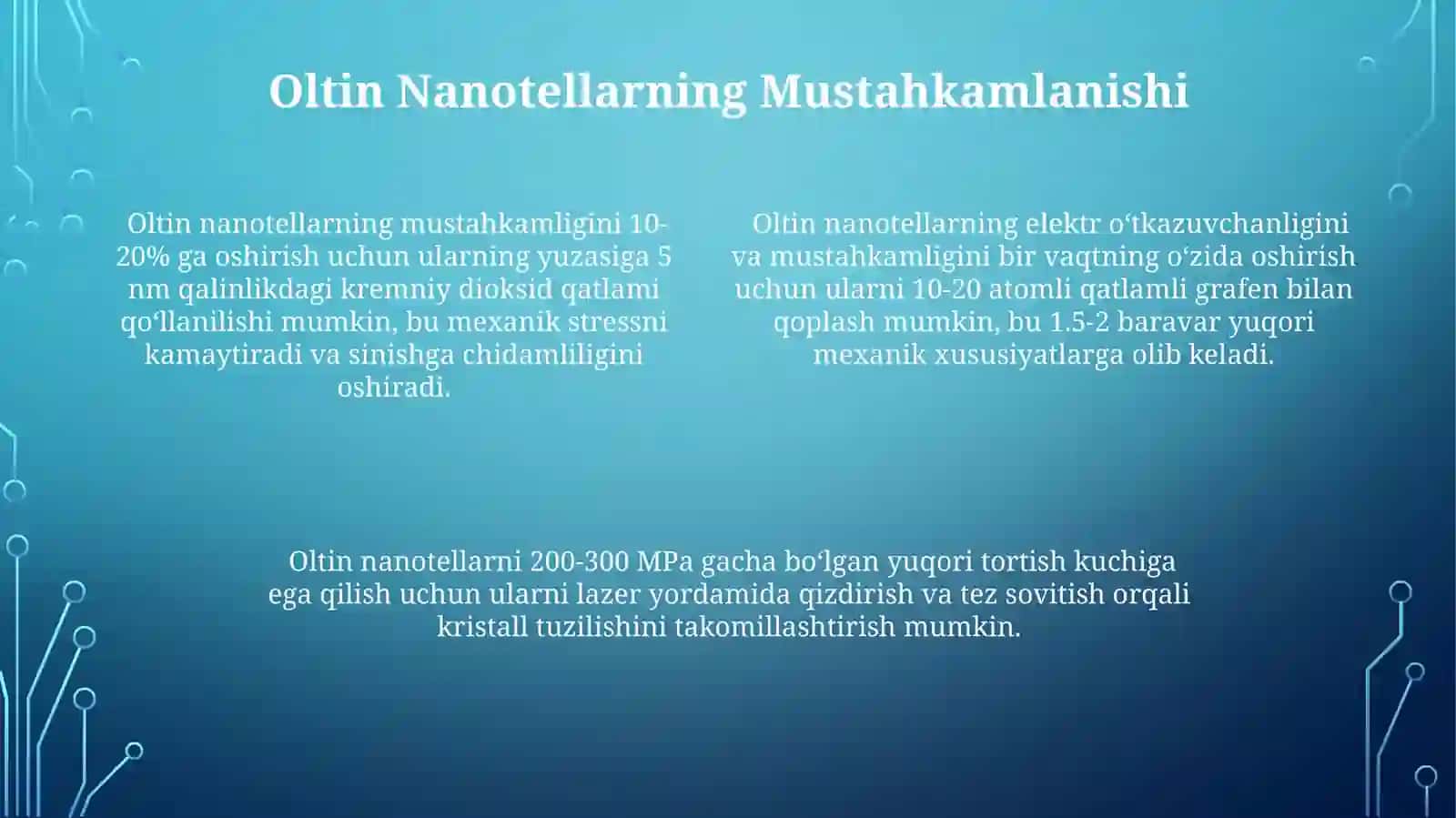 Metall nanonaychalarini mustahkamligini oshirish (nikel, oltin, mis) yarim oʻtkazgich misolida 4