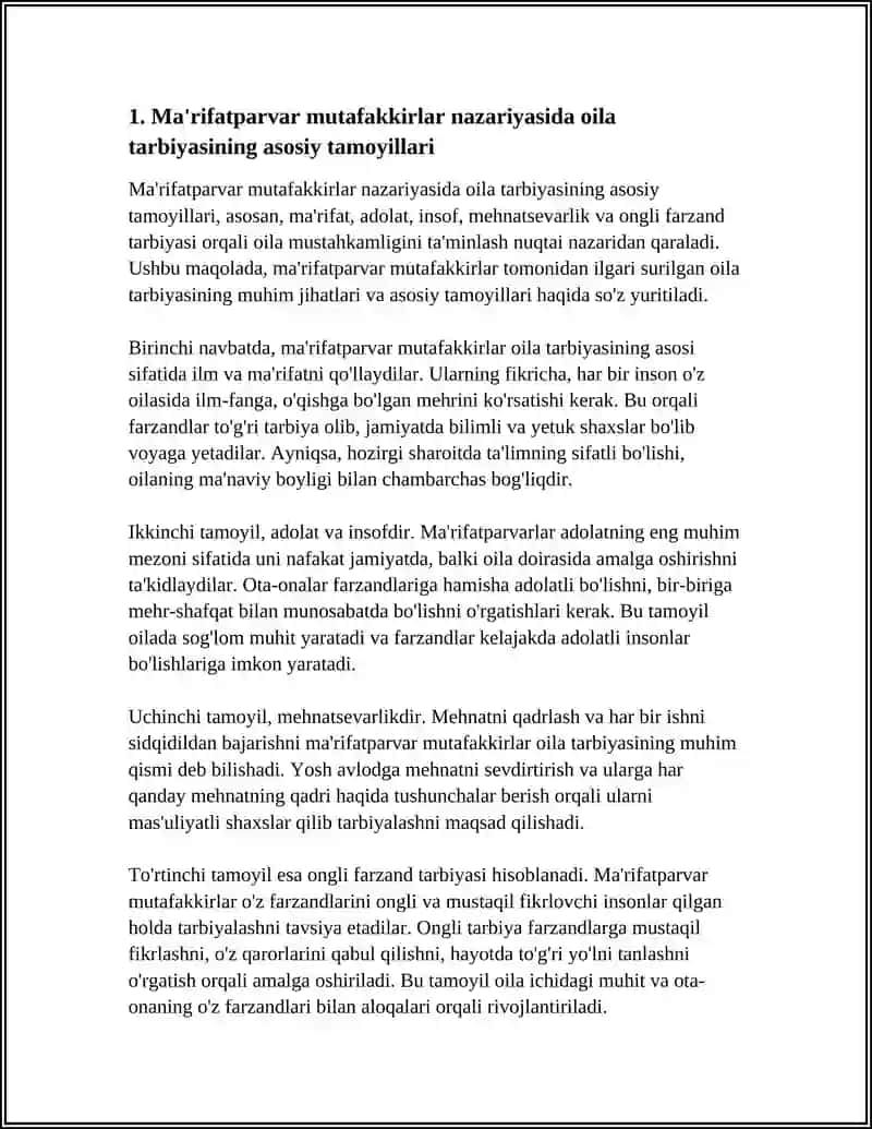 MA'RIFATPARVAR MUTAFAKKIRLARNING OILA TARBIYASIGA OID FIKRLARI 4
