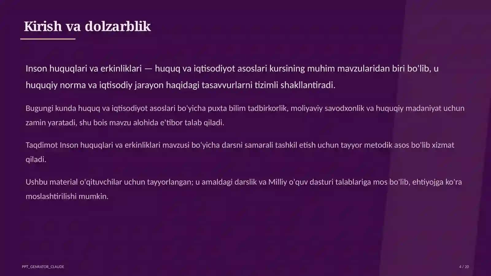 Inson huquqlari va erkinliklari (9-sinf) 4
