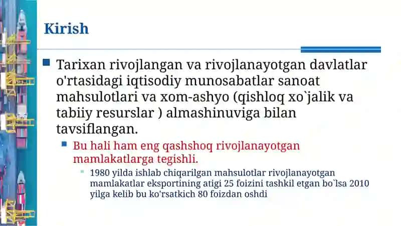 Xalqaro savdo va Iqtisodiy rivojlanish 4