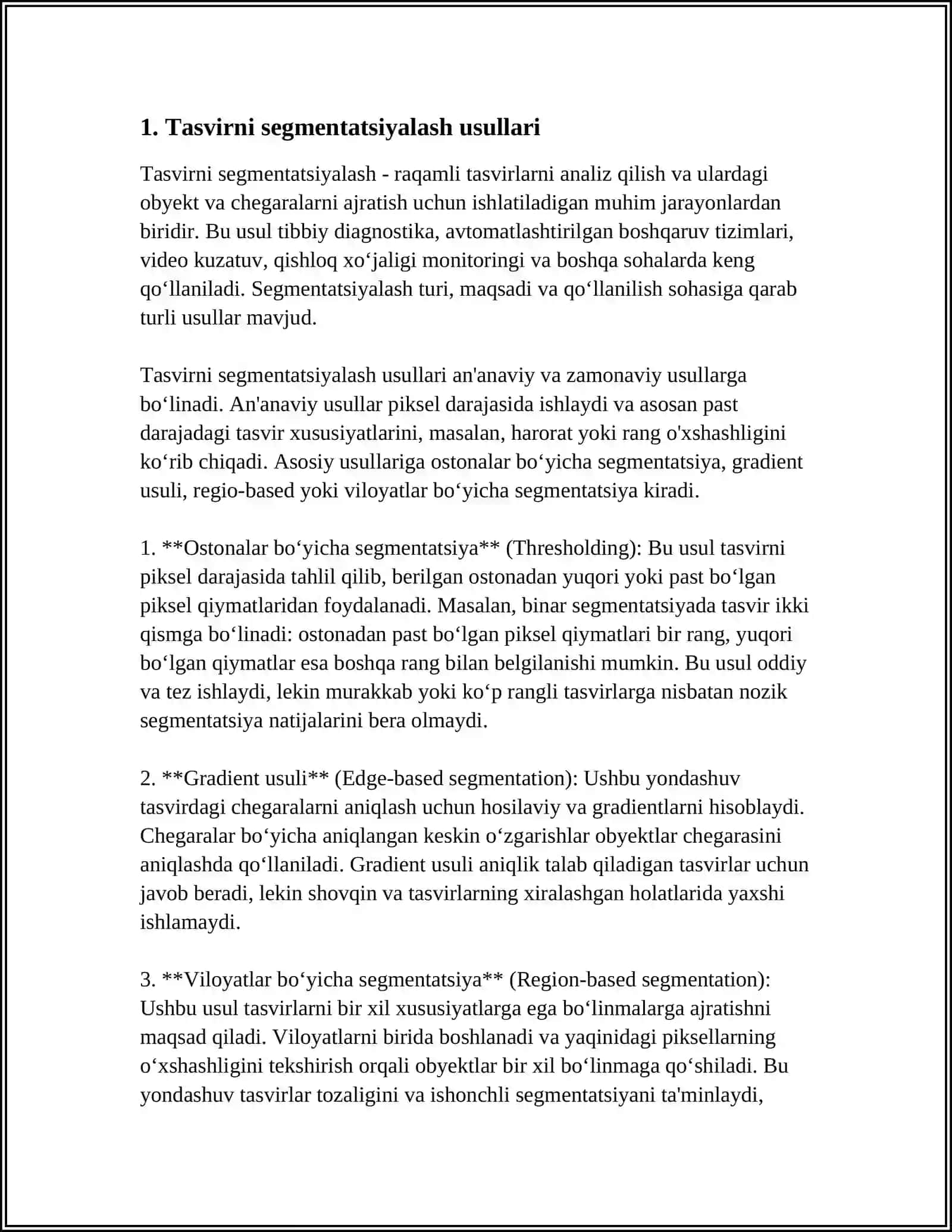 FOTOSURATLARDA OB'EKTLARNI TANIB OLISH UCHUN TASVIRNI QAYTA ISHLASH USULLARINI QIYOSIY TAHLIL QILISH 4