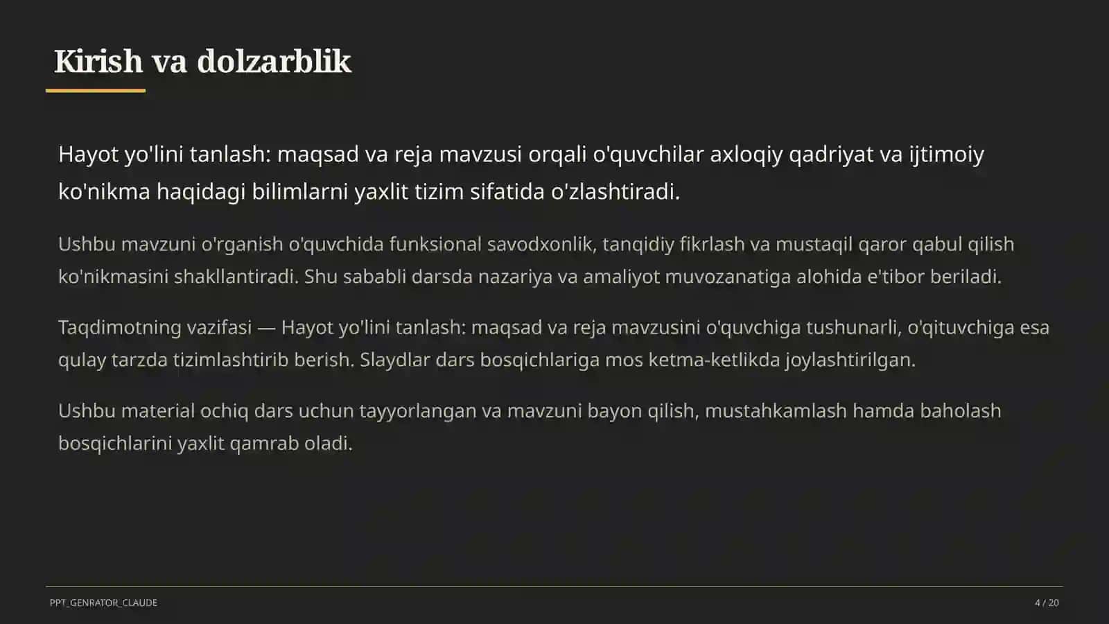 Hayot yo'lini tanlash: maqsad va reja (11-sinf) 4