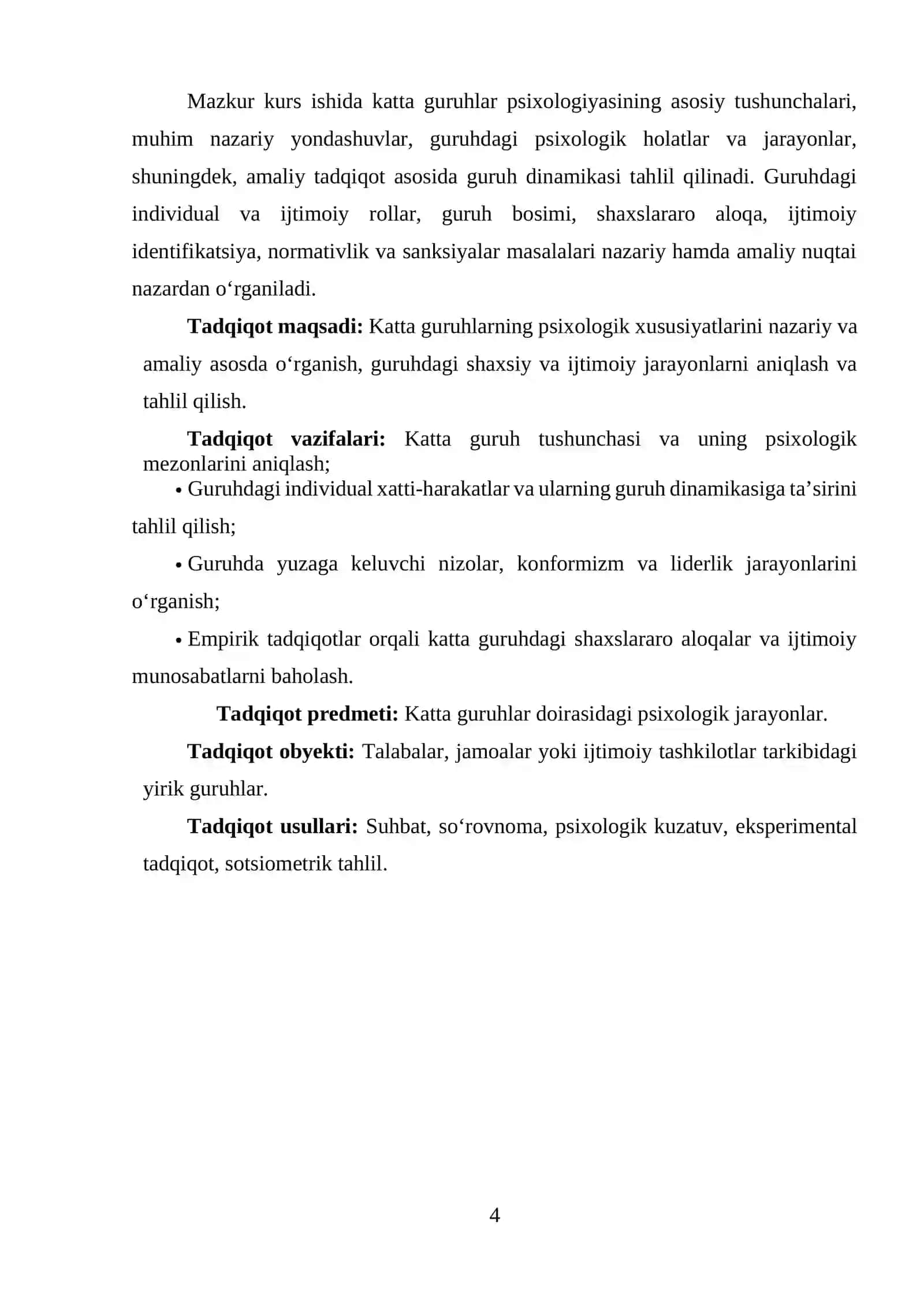 Katta guruhlar psixologiyasining nazariy asoslari 4
