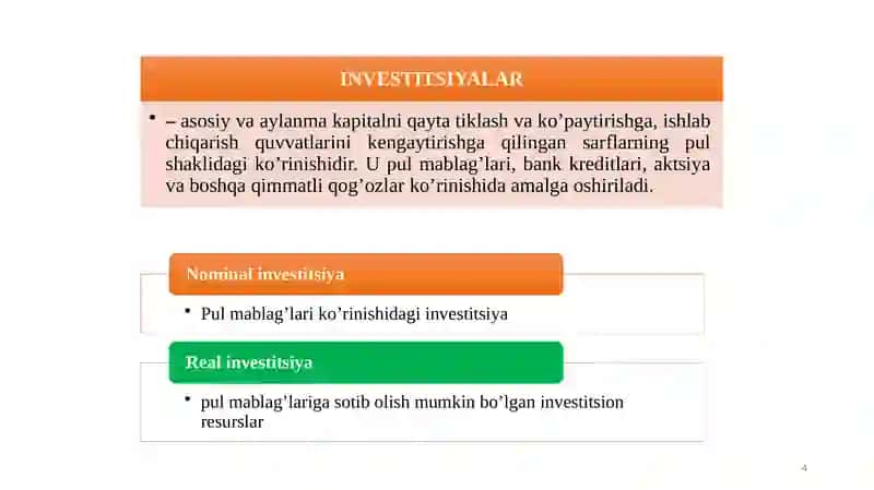Investitsiyalarning mohiyati, grafiki va funksiyasi 4