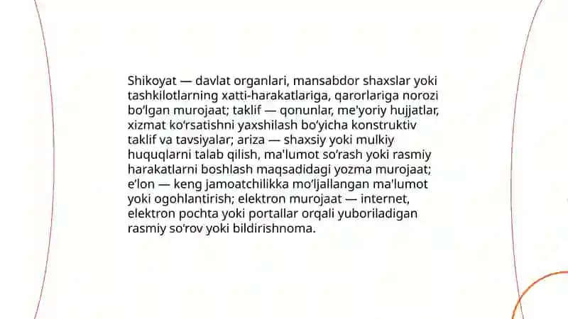 Jismoniy va yuridik shaxslarning murojaatlari toʻgʻrisida qonun 4